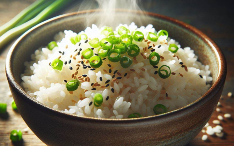 Piping hot bowl of rice with topping.